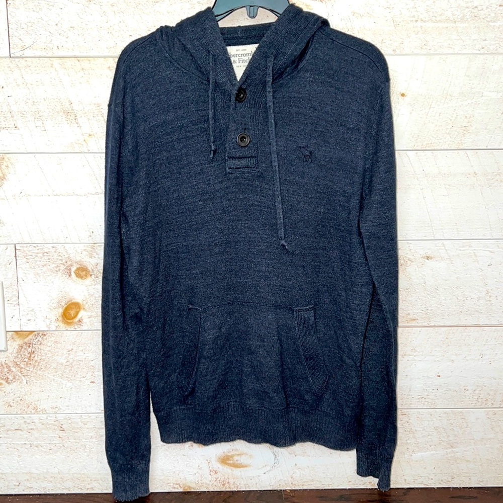 ABERCROMBIE & FITCH Men's Navy Blue Pullover Hooded Sweater Size S